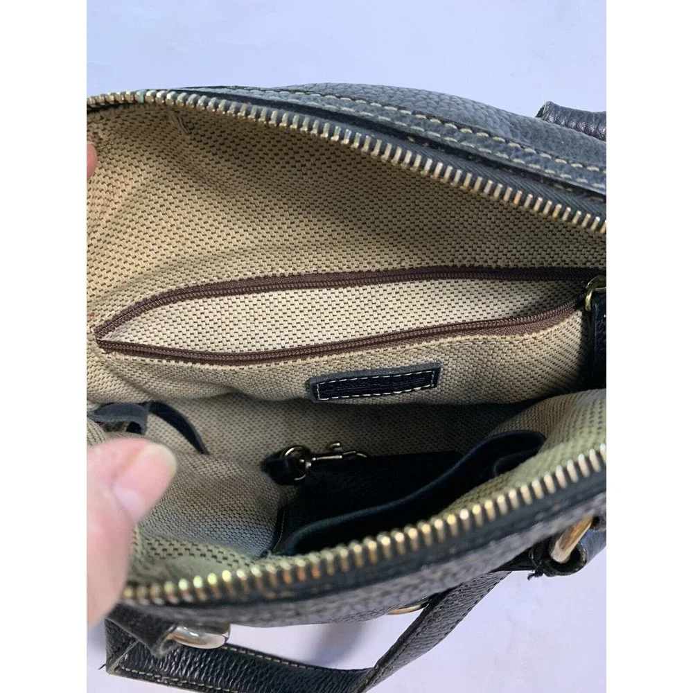 DOONEY & BOURKE Leather Black Bowler Pebble Handbag Purse Vtg - Picture 11 of 16